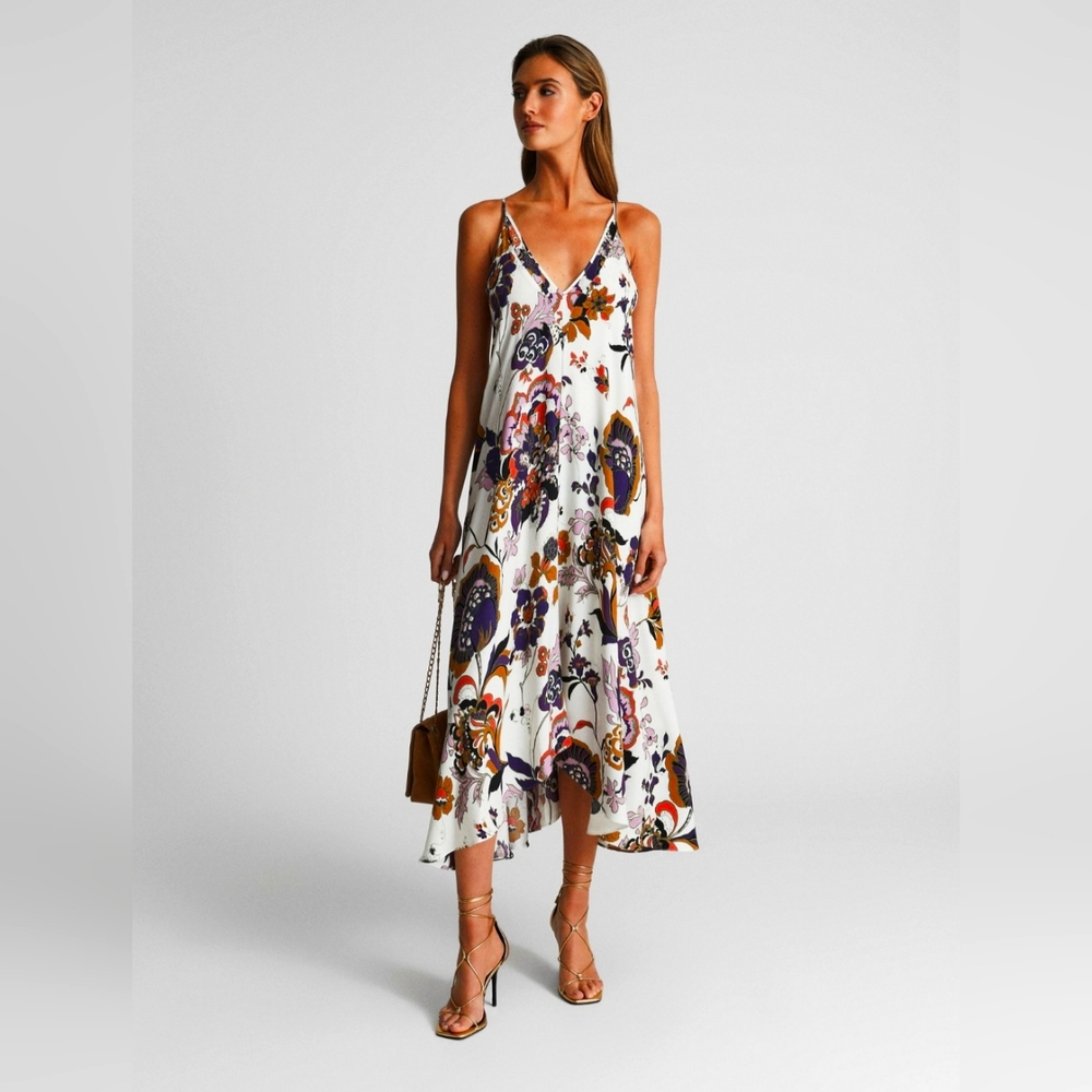 REISS Mabel Plunge Cream Dress